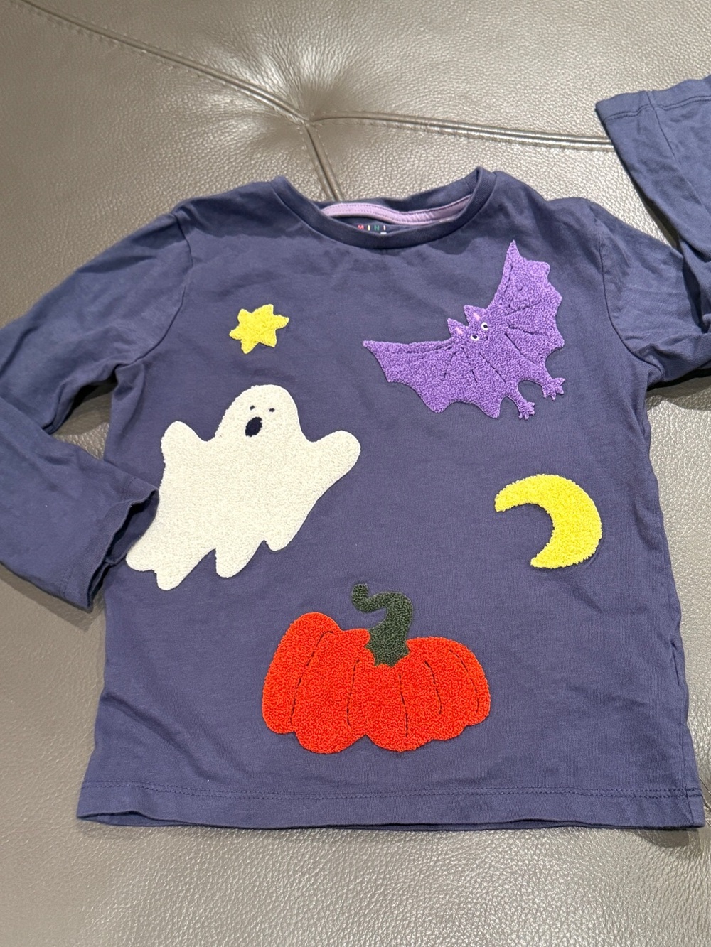 4/5T Mini Boden Navy Long-Sleeve Halloween Appliqué Tee